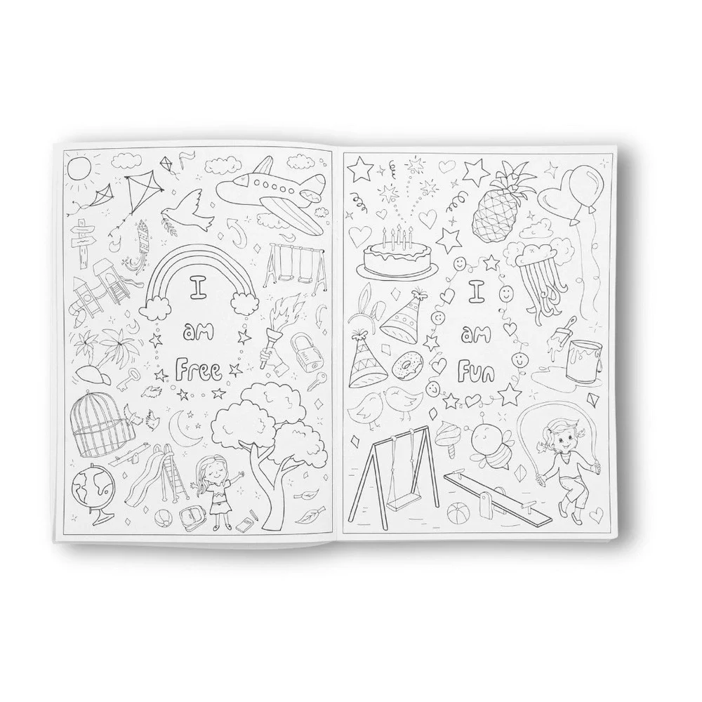 Girls Travel Activity Set - Affirmation Coloring Book, Pencils & Drawstring Bag